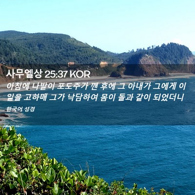 Picture 02 - 사무엘상 25:37 KOR - 아침에 나발이 포도주가 깬 후에 그 - Bible Verse Picture
