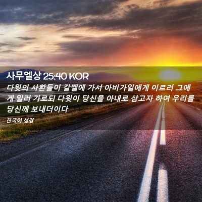 Picture 02 - 사무엘상 25:40 KOR - 다윗의 사환들이 갈멜에 가서 - Bible Verse Picture