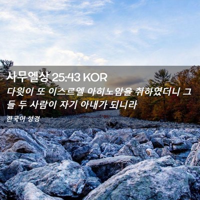 Picture 02 - 사무엘상 25:43 KOR - 다윗이 또 이스르엘 아히노암을 - Bible Verse Picture