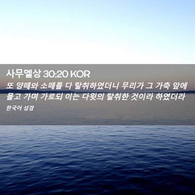 Picture 02 - 사무엘상 30:20 KOR - 또 양떼와 소떼를 다 탈취하였더니 - Bible Verse Picture