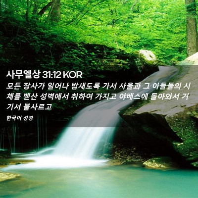 Picture 02 - 사무엘상 31:12 KOR - 모든 장사가 일어나 밤새도록 가서 - Bible Verse Picture