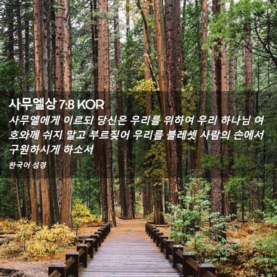 Picture 02 - 사무엘상 7:8 KOR - 사무엘에게 이르되 당신은 우리를 - Bible Verse Picture