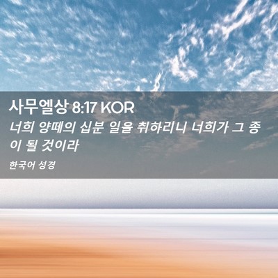 Picture 02 - 사무엘상 8:17 KOR - 너희 양떼의 십분 일을 취하리니 - Bible Verse Picture