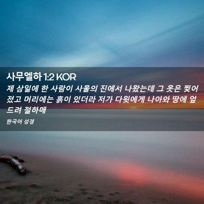 Picture 02 - 사무엘하 1:2 KOR - 제 삼일에 한 사람이 사울의 진에서 - Bible Verse Picture