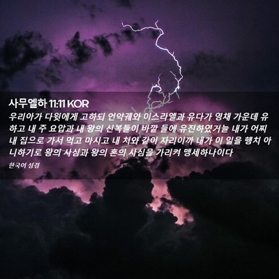 Picture 02 - 사무엘하 11:11 KOR - 우리아가 다윗에게 고하되 언약궤와 - Bible Verse Picture