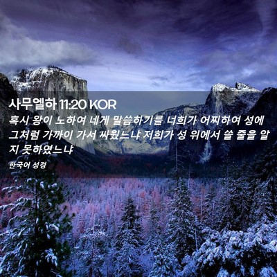 Picture 02 - 사무엘하 11:20 KOR - 혹시 왕이 노하여 네게 말씀하기를 - Bible Verse Picture