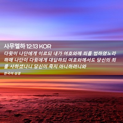 Picture 02 - 사무엘하 12:13 KOR - 다윗이 나단에게 이르되 내가 - Bible Verse Picture
