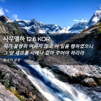 Picture 02 - 사무엘하 12:6 KOR - 저가 불쌍히 여기지 않고 이 일을 - Bible Verse Picture