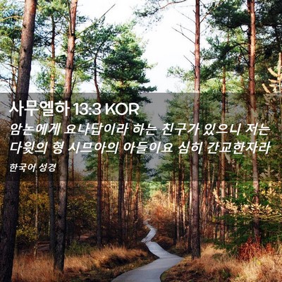 Picture 02 - 사무엘하 13:3 KOR - 암논에게 요나답이라 하는 친구가 - Bible Verse Picture