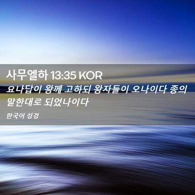 Picture 02 - 사무엘하 13:35 KOR - 요나답이 왕께 고하되 왕자들이 - Bible Verse Picture