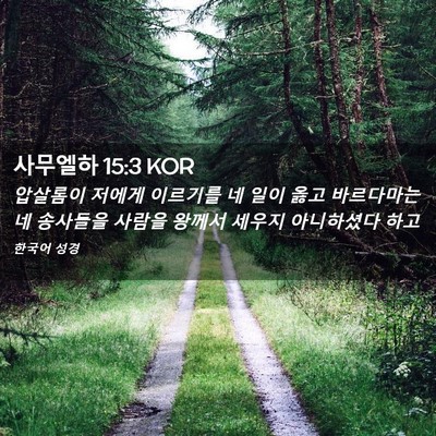 Picture 02 - 사무엘하 15:3 KOR - 압살롬이 저에게 이르기를 네 일이 - Bible Verse Picture