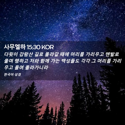 Picture 02 - 사무엘하 15:30 KOR - 다윗이 감람산 길로 올라갈 때에 - Bible Verse Picture