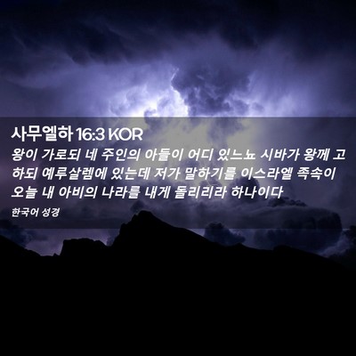 Picture 02 - 사무엘하 16:3 KOR - 왕이 가로되 네 주인의 아들이 어디 - Bible Verse Picture