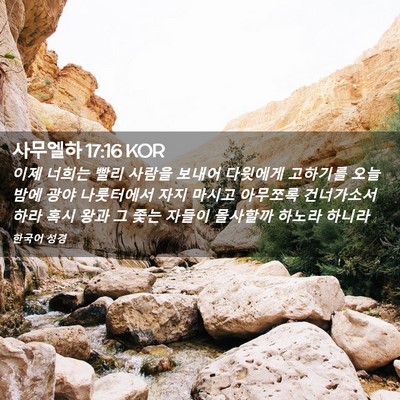 Picture 02 - 사무엘하 17:16 KOR - 이제 너희는 빨리 사람을 보내어 - Bible Verse Picture