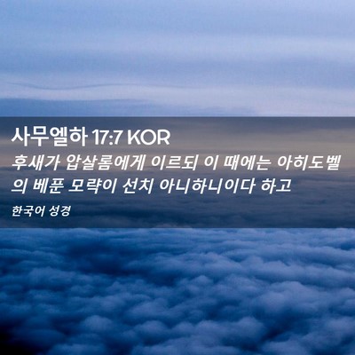 Picture 02 - 사무엘하 17:7 KOR - 후새가 압살롬에게 이르되 이 때에는 - Bible Verse Picture
