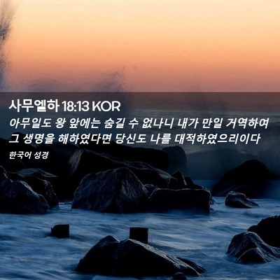 Picture 02 - 사무엘하 18:13 KOR - 아무일도 왕 앞에는 숨길 수 없나니 - Bible Verse Picture