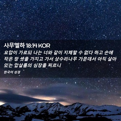 Picture 02 - 사무엘하 18:14 KOR - 요압이 가로되 나는 너와 같이 - Bible Verse Picture