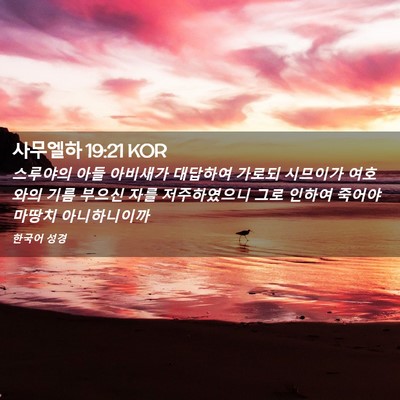 Picture 02 - 사무엘하 19:21 KOR - 스루야의 아들 아비새가 대답하여 - Bible Verse Picture