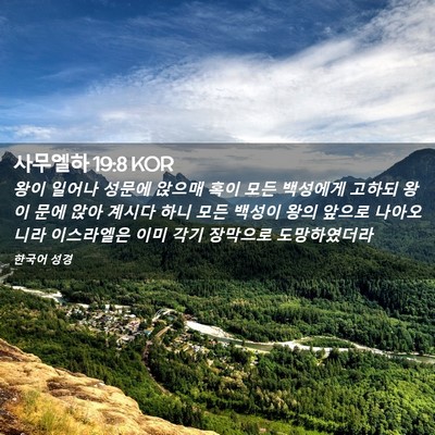 Picture 02 - 사무엘하 19:8 KOR - 왕이 일어나 성문에 앉으매 혹이 - Bible Verse Picture