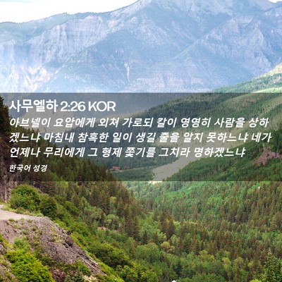 Picture 02 - 사무엘하 2:26 KOR - 아브넬이 요압에게 외쳐 가로되 칼이 - Bible Verse Picture