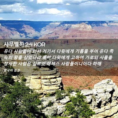 Picture 02 - 사무엘하 2:4 KOR - 유다 사람들이 와서 거기서 다윗에게 - Bible Verse Picture