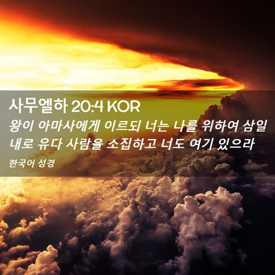 Picture 02 - 사무엘하 20:4 KOR - 왕이 아마사에게 이르되 너는 나를 - Bible Verse Picture