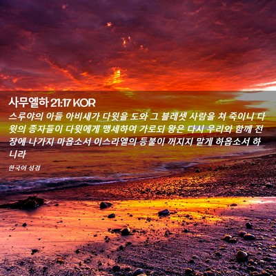 Picture 02 - 사무엘하 21:17 KOR - 스루야의 아들 아비새가 다윗을 도와 - Bible Verse Picture