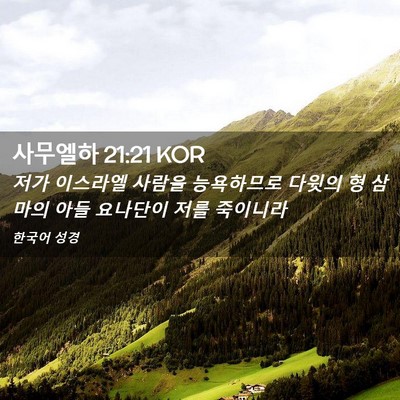 Picture 02 - 사무엘하 21:21 KOR - 저가 이스라엘 사람을 능욕하므로 - Bible Verse Picture