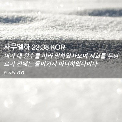 Picture 02 - 사무엘하 22:38 KOR - 내가 내 원수를 따라 멸하였사오며 - Bible Verse Picture