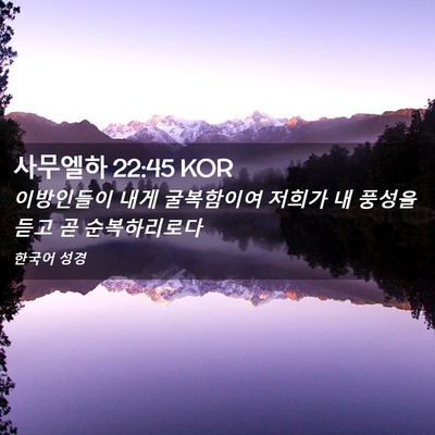 Picture 02 - 사무엘하 22:45 KOR - 이방인들이 내게 굴복함이여 저희가 - Bible Verse Picture