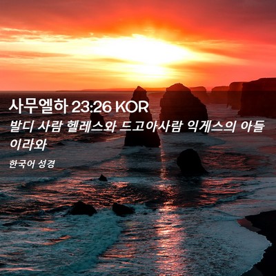 Picture 02 - 사무엘하 23:26 KOR - 발디 사람 헬레스와 드고아사람 - Bible Verse Picture