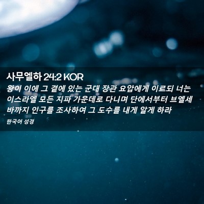 Picture 02 - 사무엘하 24:2 KOR - 왕이 이에 그 곁에 있는 군대 장관 - Bible Verse Picture