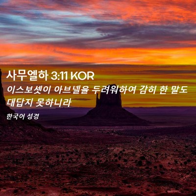 Picture 02 - 사무엘하 3:11 KOR - 이스보셋이 아브넬을 두려워하여 - Bible Verse Picture