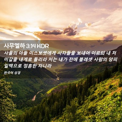 Picture 02 - 사무엘하 3:14 KOR - 사울의 아들 이스보셋에게 사자들을 - Bible Verse Picture