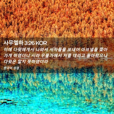 Picture 02 - 사무엘하 3:26 KOR - 이에 다윗에게서 나와서 사자들을 - Bible Verse Picture