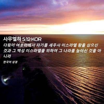 Picture 02 - 사무엘하 5:12 KOR - 다윗이 여호와께서 자기를 세우사 - Bible Verse Picture