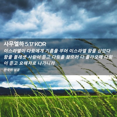 Picture 02 - 사무엘하 5:17 KOR - 이스라엘이 다윗에게 기름을 부어 - Bible Verse Picture