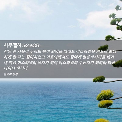 Picture 02 - 사무엘하 5:2 KOR - 전일 곧 사울이 우리의 왕이 되었을 - Bible Verse Picture