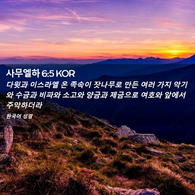 Picture 02 - 사무엘하 6:5 KOR - 다윗과 이스라엘 온 족속이 잣나무로 - Bible Verse Picture
