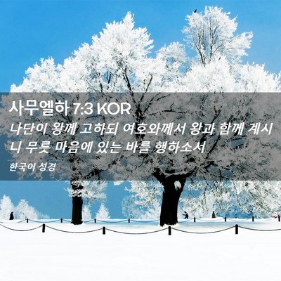 Picture 02 - 사무엘하 7:3 KOR - 나단이 왕께 고하되 여호와께서 왕과 - Bible Verse Picture
