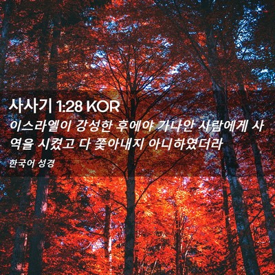 Picture 02 - 사사기 1:28 KOR - 이스라엘이 강성한 후에야 가나안 - Bible Verse Picture