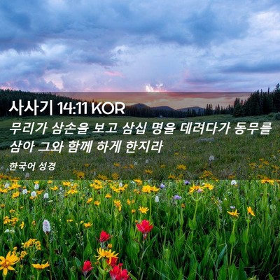 Picture 02 - 사사기 14:11 KOR - 무리가 삼손을 보고 삼십 명을 - Bible Verse Picture