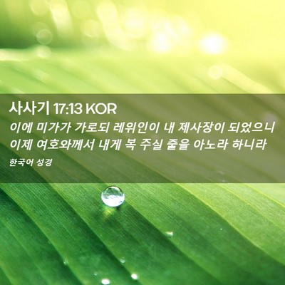 Picture 02 - 사사기 17:13 KOR - 이에 미가가 가로되 레위인이 내 - Bible Verse Picture
