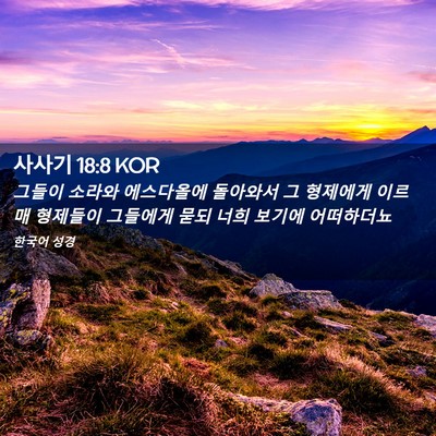 Picture 02 - 사사기 18:8 KOR - 그들이 소라와 에스다올에 돌아와서 - Bible Verse Picture