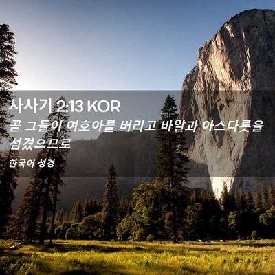 Picture 02 - 사사기 2:13 KOR - 곧 그들이 여호아를 버리고 바알과 - Bible Verse Picture