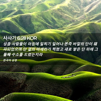 Picture 02 - 사사기 6:28 KOR - 성읍 사람들이 아침에 일찌기 일어나 - Bible Verse Picture