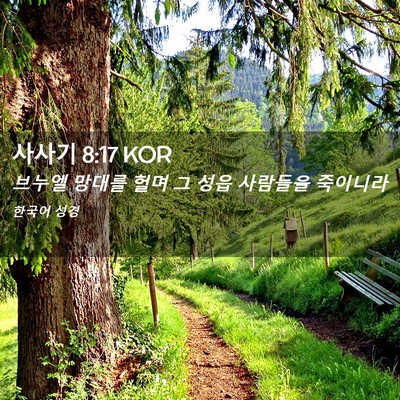 Picture 02 - 사사기 8:17 KOR - 브누엘 망대를 헐며 그 성읍 - Bible Verse Picture
