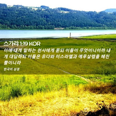 Picture 02 - 스가랴 1:19 KOR - 이에 내게 말하는 천사에게 묻되 - Bible Verse Picture
