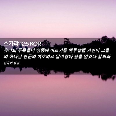 Picture 02 - 스가랴 12:5 KOR - 유다의 두목들이 심중에 이르기를 - Bible Verse Picture
