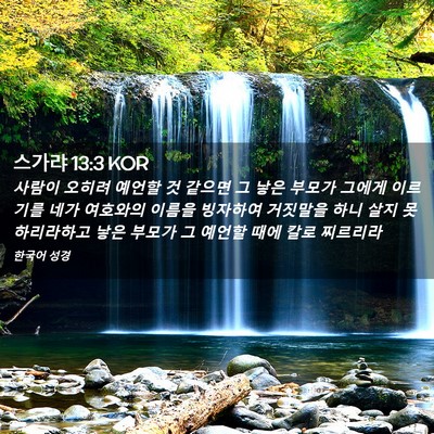 Picture 02 - 스가랴 13:3 KOR - 사람이 오히려 예언할 것 같으면 그 - Bible Verse Picture